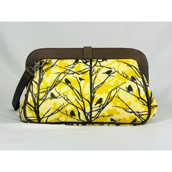 Petunia Pickle Bottom Diaper Bag Wristlet Yellow Birds Changing Pad Water Resist - Picture 2 of 10